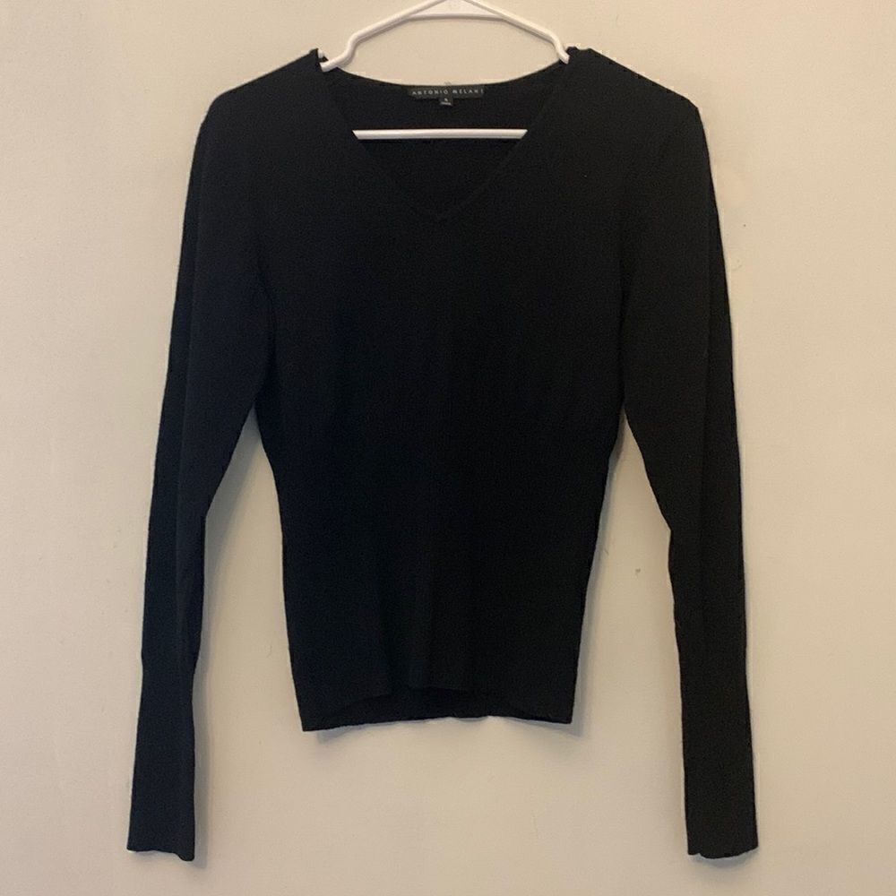 Antonio Melani long sleeve black sweater V neckline Size S